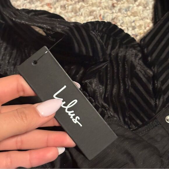 NWT Lulus Always Alluring Striped Velvet Cutout Bustier Bodysuit- Size Small - Picture 9 of 13